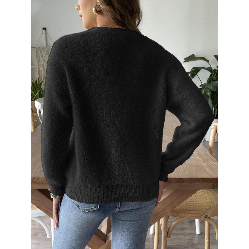 Women S Faux Fur V Neck Long Sleeve Single Button Short Cardigan Coat