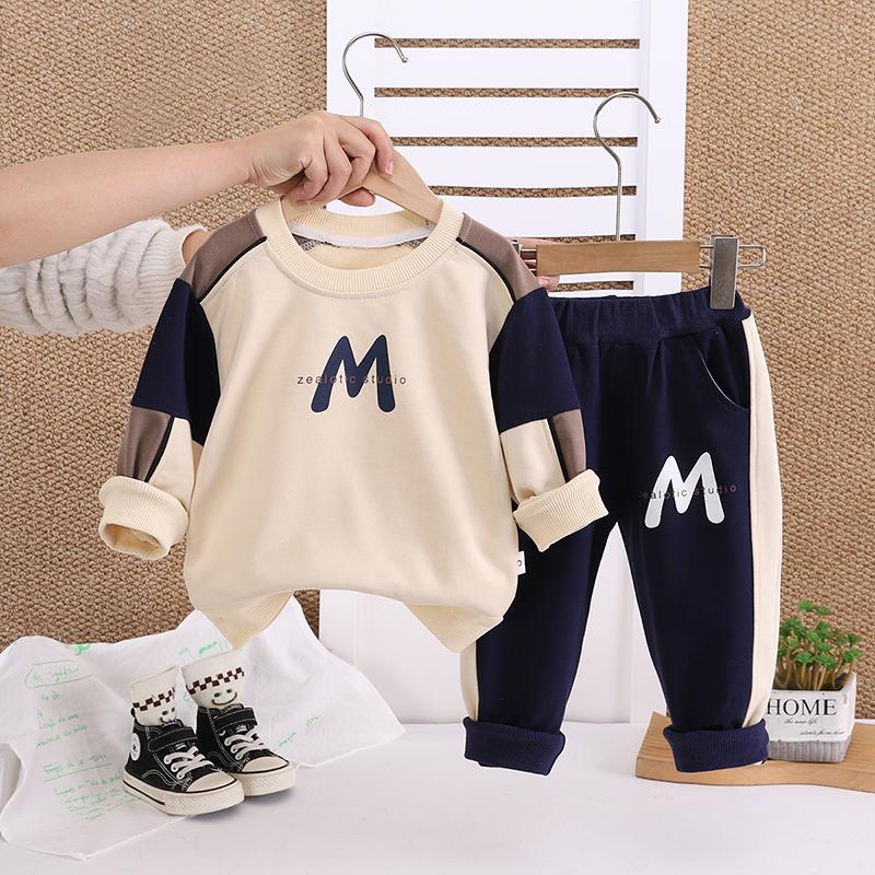 

Комплект из 2 предметов с длинным рукавом для мальчиков 0-5 лет, Детский повседневный спортивный костюм, Модная и удобная толстовка и брюки L темно-синий