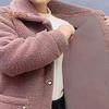 Abrigo de vellón de invierno engrosado de un solo pecho con bolsillos laterales, cuello vuelto, chaqueta de abrigo de manga larga de color sólido resistente al frío