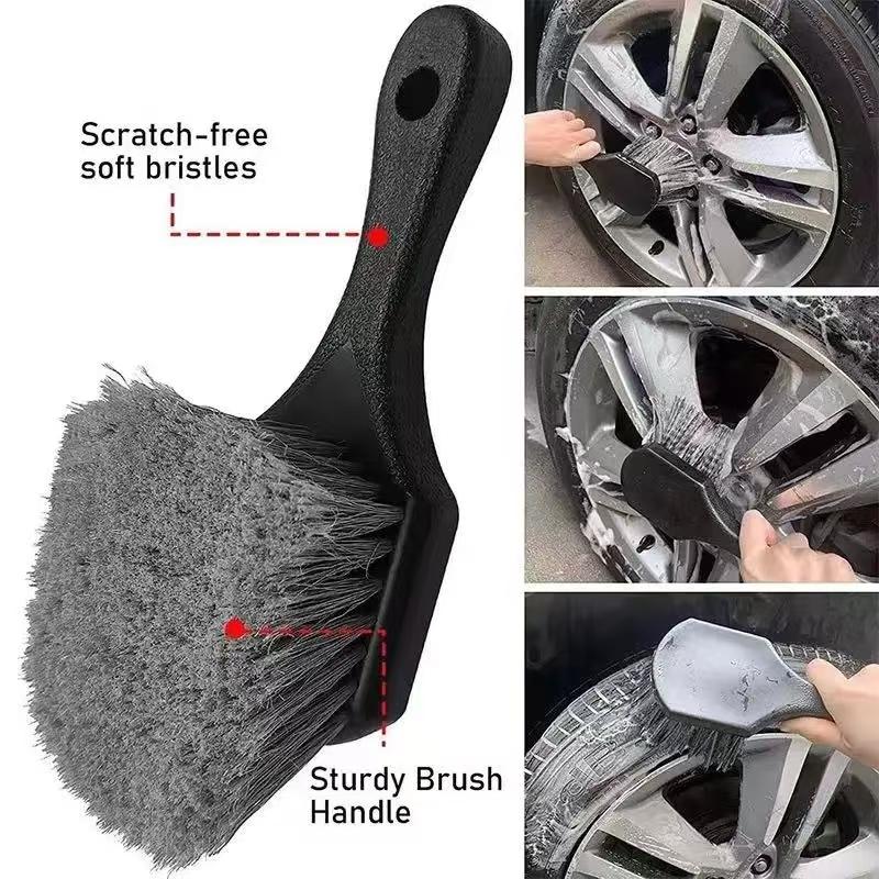 Car Wheel Cleaning Brush Detail Brush Short Handle Tire Rim Washing Brush Vehicles Cleaning Maintain Tools Auto Accessories