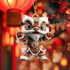 Acrylic Christmas Ornaments Reusable Christmas Decor Chinese Lion Acrylic Keychain 2d Flat Car Rearview Mirror Charm Good Luck