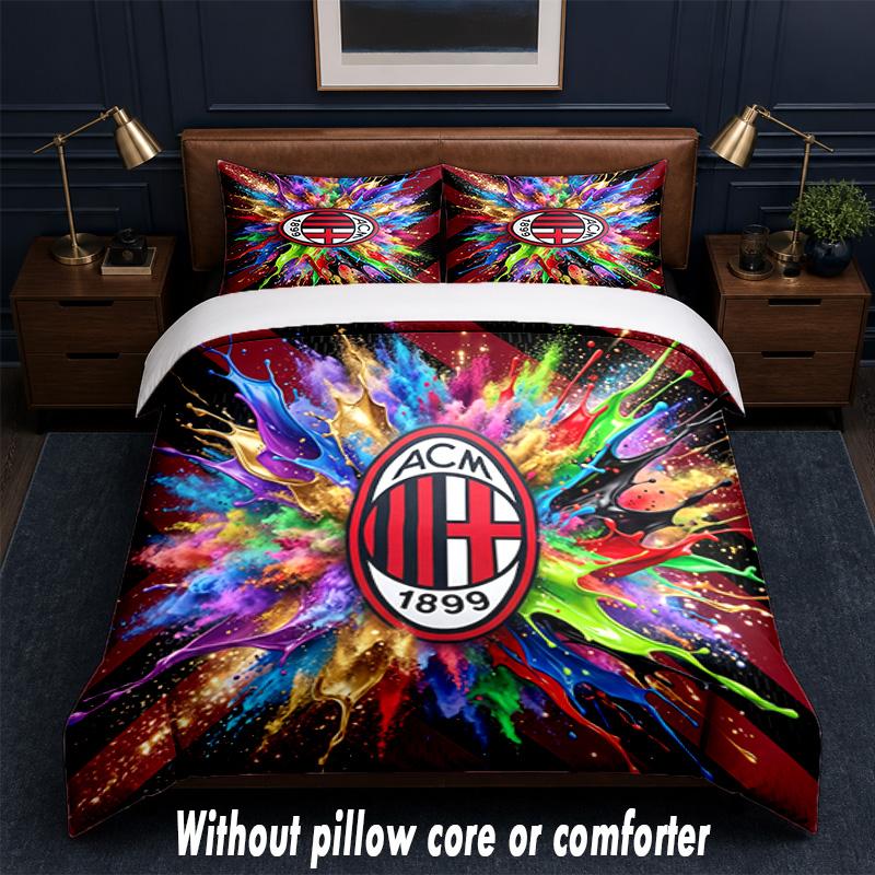 AC Milan Design Bed Bedding Set 1 Duvet Cover + 2 Pillowcases Soft Breathable Household Bed Linens