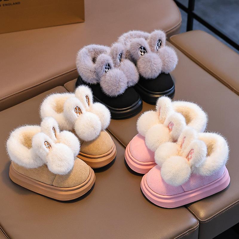 New children's cotton shoes winter stepping on shit feeling indoor and outdoor thickened warm medium and older children's baby cotton slippers