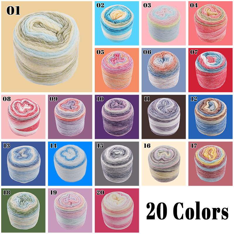 100g 240M 1 Roll Rainbow Woollen Yarn New Soft Hand Woven Yarn Hat Scarf Sweater Gradient Color Dyeing Crocheting Blend Yarn