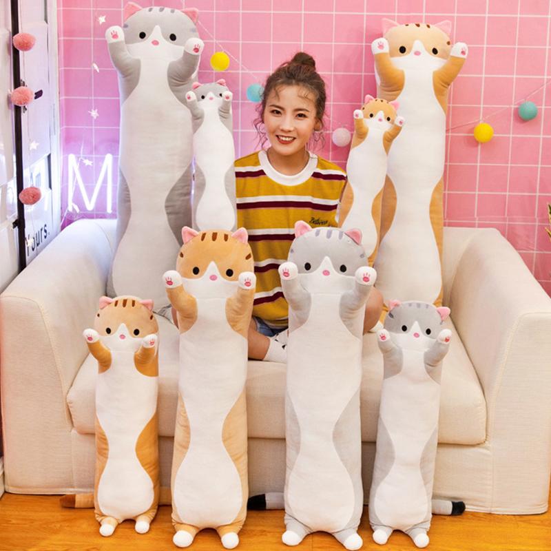 50-130Cm Long Cat Plush Toys Cute Animal Cat Creative Long Soft Toys Office Break Nap Sleeping Pillow Stuffed Gift Doll For Kids