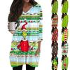 Womens Tops V-neck 3/4 Sleeve Blouses Casual Mid-length Shirts Fashion Christmas Print Tunic Tops With Pockets