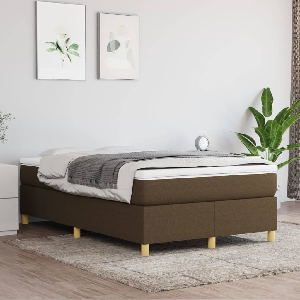 Vidaxl Bed Frame Without Mattress, Dark Brown, 120X200 Cm, With Fabric