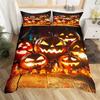 Kids Pumpkin Lantern Duvet Cover Set Twin King Halloween Bedding Set Microfiber Witch Mystery Graveyard Printt Comforter Cover