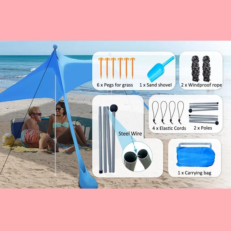 Taşınabilir Kanopi Plaj Çadırı Pop-Up Güneşlik UV Dayanıklı Kamp Yatak Çadırı Rüzgar Geçirmez ve Güneş Kremi Güneş Barınağı Kanopi Bahçe Evi