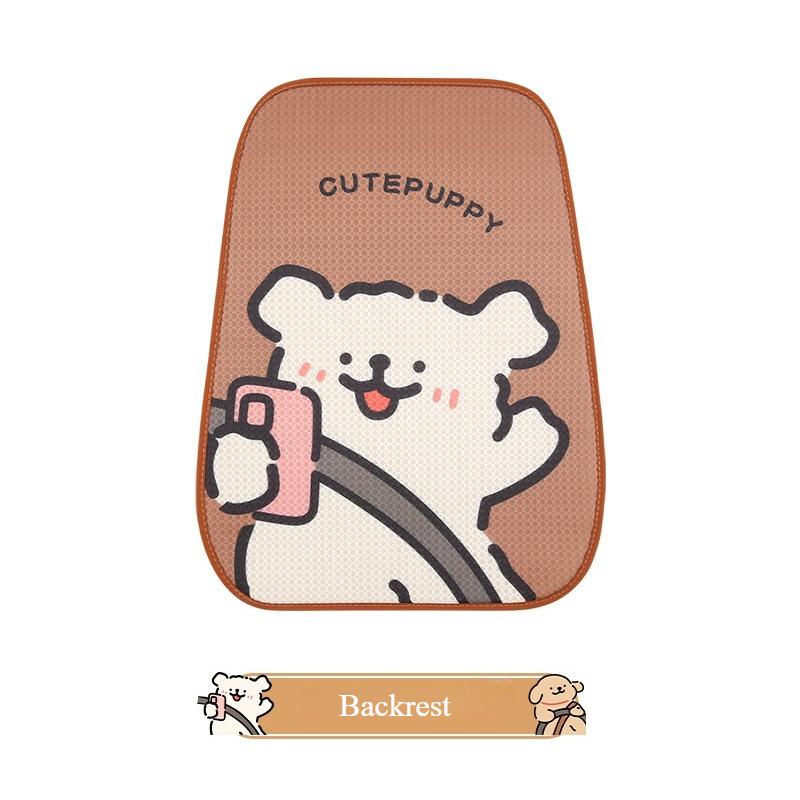 Cute Cartoon Couple Line Puppy Car Cushion Four Season Universal Vehicle Seat Backrest Support Breathable Comfortable Auto Seat