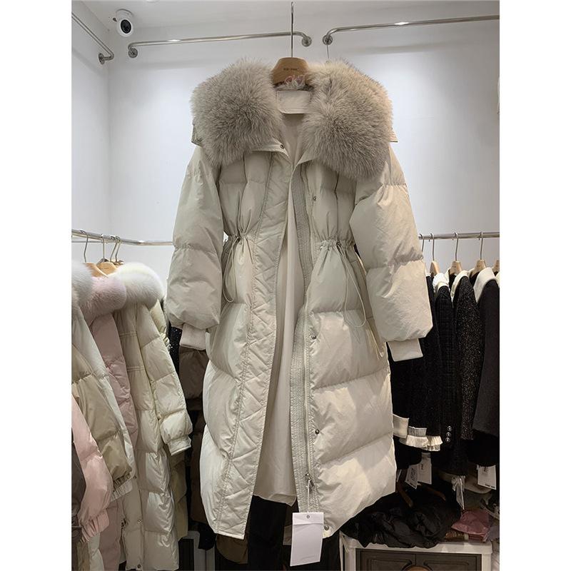 Winterjacke, lang, knielang, mit Daunen- und Baumwollfutter, dick gefüttert, Oversize-Baumwollmantel