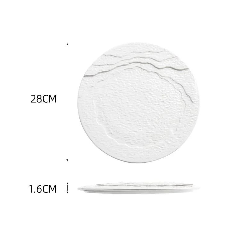 Ceramic Dinner Plate Creative Irregular Texture Dessert Dish Snack Plate Pasta Plate Flat Plates Restaurant Specialty Tableware