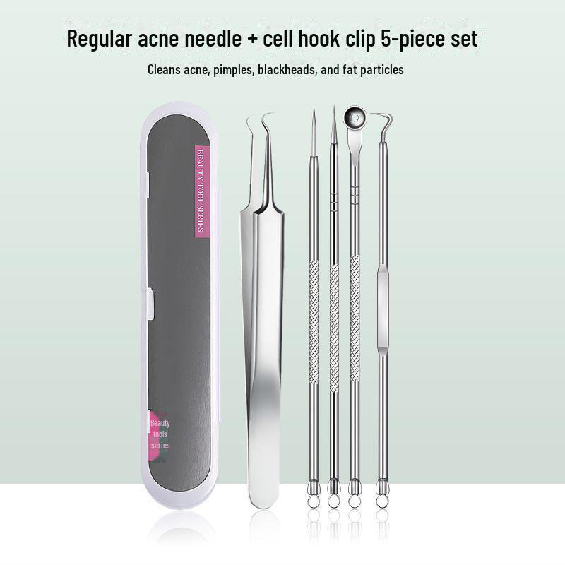 Stainless Steel Blackhead Remover: Acne Needle & Tweezers Set
