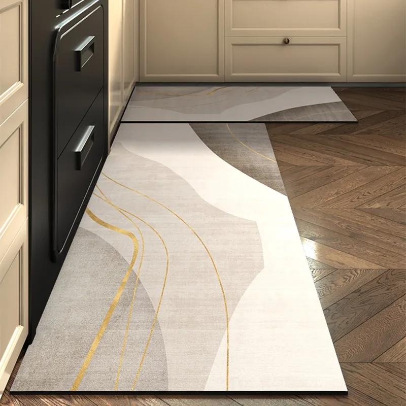 Kitchen Floor Mat Non-slip Oil-proof Waterproof Carpet PVC Leather Dirt-resistant Wipeable Foot Mats Household Long Size Rug