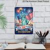 2D Flat Decoration Aluminum Sign 7.87*11.8 Inch Plaque US 250th Founding Anniversary Patriotic- Festive Statue of Liberty with Flag and Fireworks