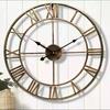 Modern 3D Large Wall Clocks Roman Numerals Retro Round Metal Iron Accurate Silent Nordic Hanging Ornament Living Room Decoration