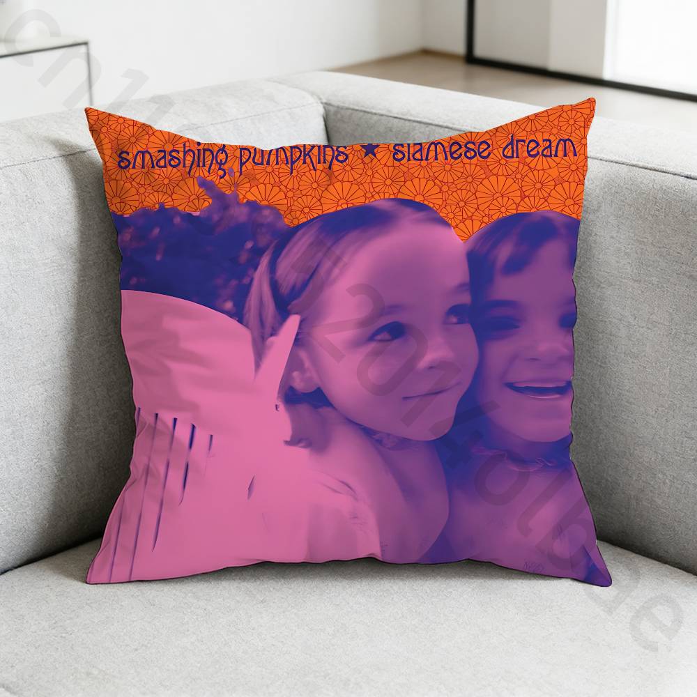 

SSmashing Pumpkins Band Pillow Case Square DoubleSided Printing Short Plush Sofa Cushion Cover Bedroom Bedside Pillow 30x30cm