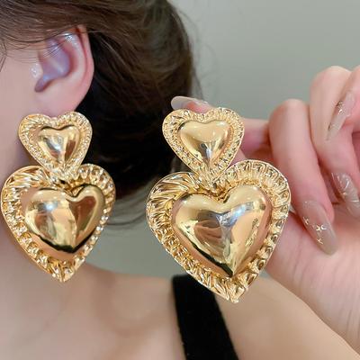 Personalized Vintage Drop Earrings for Women Heart Shape Exaggerated Irregular Drop Earrings Chic Party Jewelry Gift Accessories