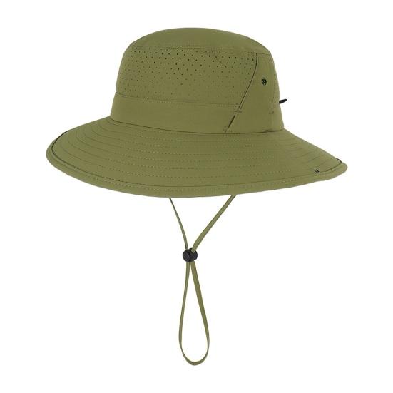 Bob en maille respirante à séchage rapide, protection solaire UPF, large bord, coupe-vent, avec cordelette, idéal pour la randonnée et la pêche.