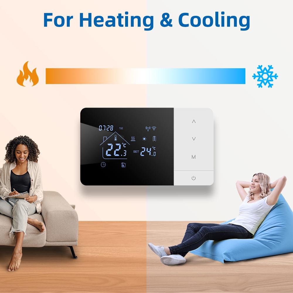Beok Tuya Battery Heating Thermostat Wifi Heating/Cooling Temperature Controller for Gas Boiler Work with Google Home Alexa