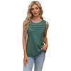 Women's New Spring/summer Solid Colour U-neck Pleated Vest T-shirt