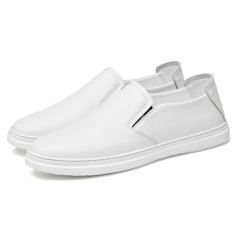 

Модная брендовая мужская повседневная обувь из натуральной кожи, мужские кроссовки на шнуровке, дышащие, мягкие, белые, повседневные туфли на плоской подошве, мужские туфли без застежек 44 белый