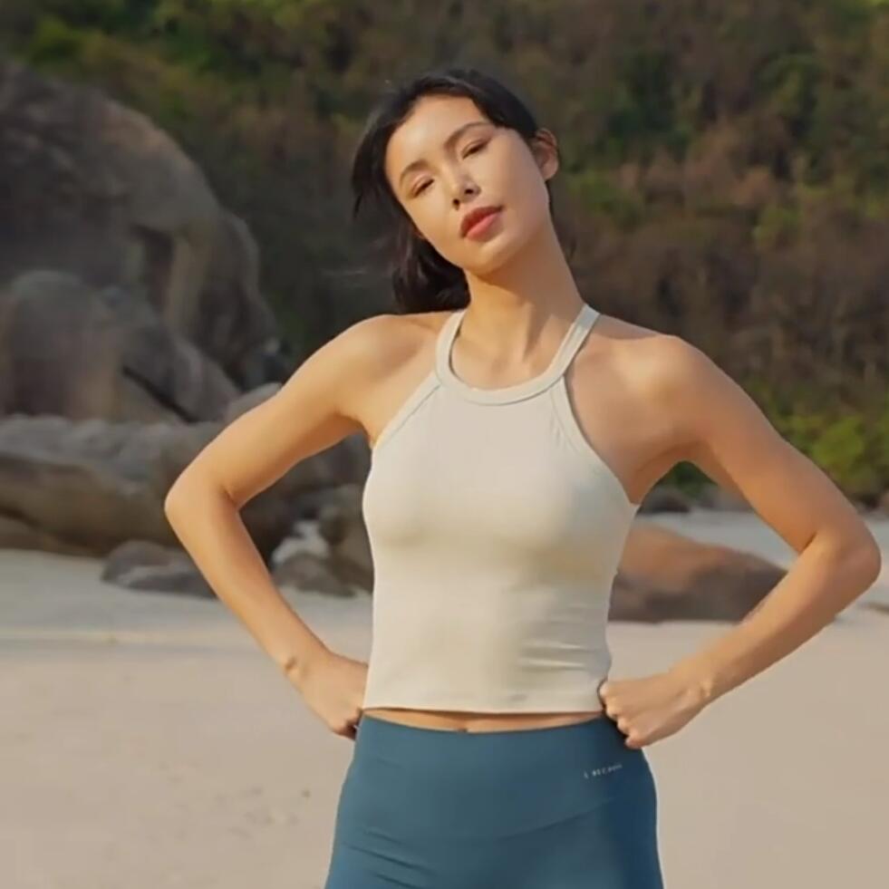 Women's Padded Sports Yoga Vest - Beautiful Back Design, Pilates Fitness Top