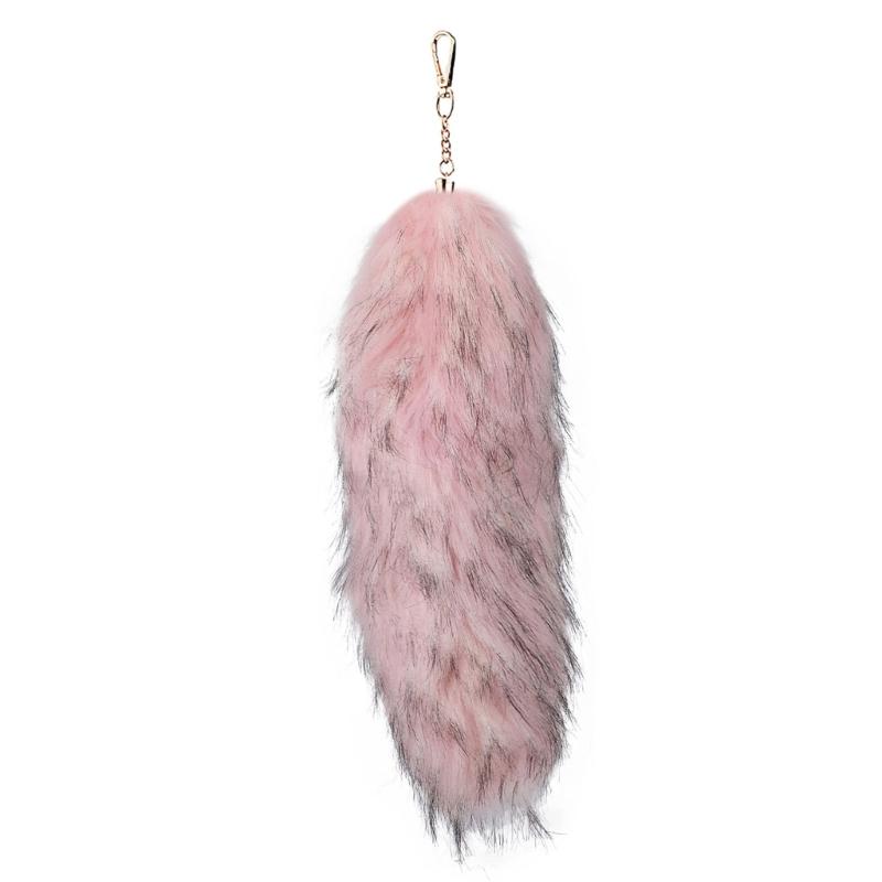Trendy Foxes Tail Key Holder Accessory Sturdy Plush Synthetic Leather Bag Ornament Portable for Stylish Ladies Women