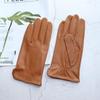 Men's Sheepskin Driving Gloves Solid Color Thin Single Leather Unlined Touch Screen Fashion Ripple Riding Motorcycle Gloves