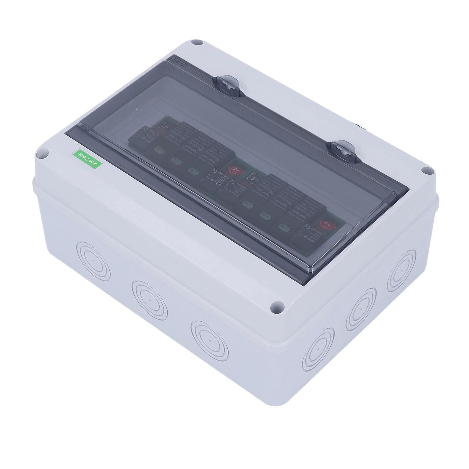 

Коробка сонячного комбінатора 2 входи 2 виходи IP65 Водонепроникна фотоелектрична комбінаторна коробка з фільтром перенапруги від 20 до 40 КА