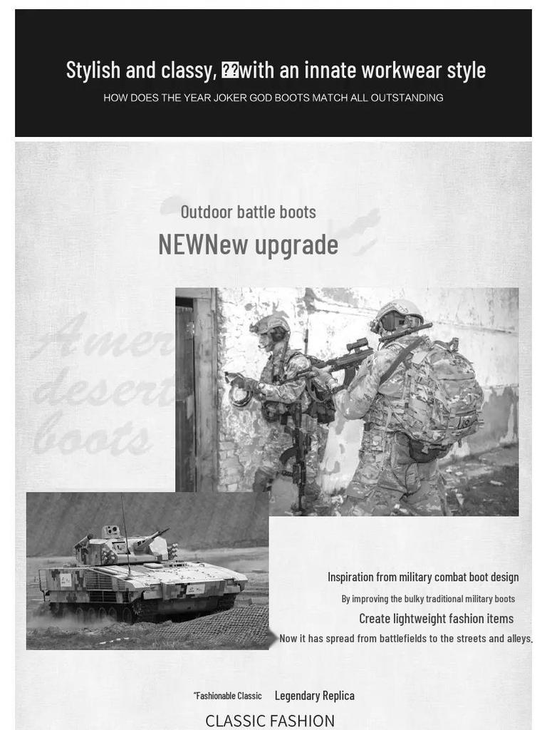 Men's Plus Size Waterproof Combat & Hiking Boots - Wear-Resistant Outdoor High-Tops, Military Desert Off-Road Boots