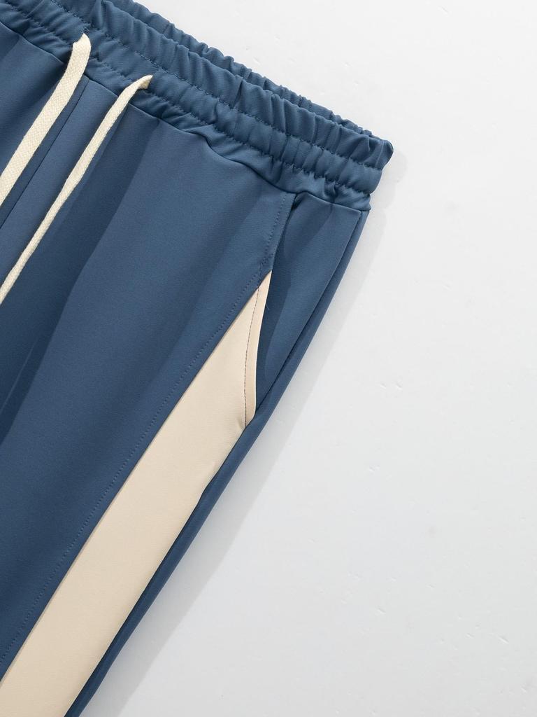 Men's Color Block Baseball Jacket and Track Pants Set