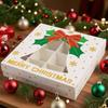 WTEMPO Clear Window Printed Christmas Gift Boxes Foldable DIY Christmas Party Decor Favor Treat Boxes Ideal for Storing and Gifting Delicate Items