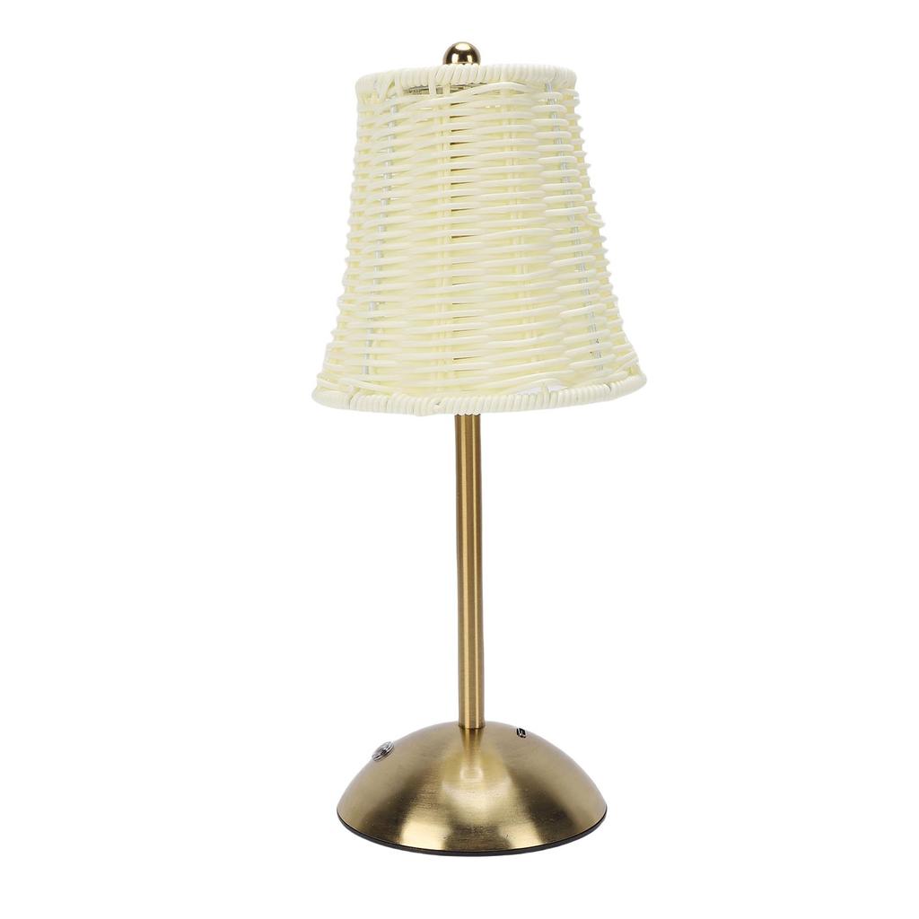 Vintage Rattan Table Lamp LED Dimmable 3 Color Temperatures Rechargeable Cordless Bedside Lamp for Bedroom Living Room