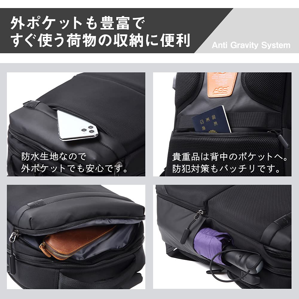 Atla Zero Gravity Backpack, Reduces Weight by 40%, Water-Repellent, Large Capacity, Perfect for Commuting, Black, Multifunctional, AGS Authorized