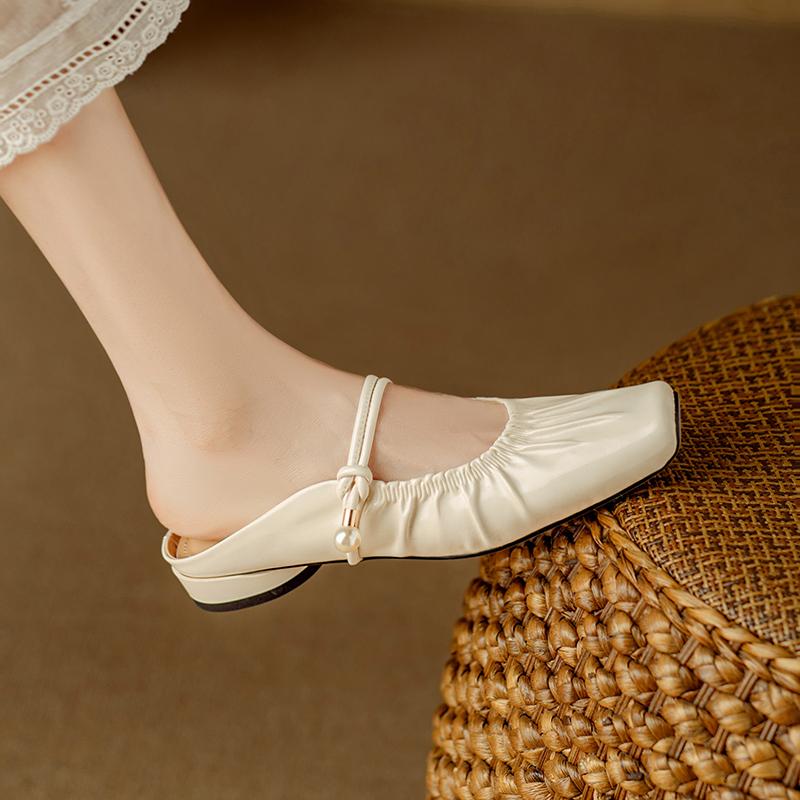 Fashion 2025 Women Slippers Square Toe Low Heel Women Shoes Roman Sliver Women Sandals Gladiator Handmade Ladies Modern Slippers