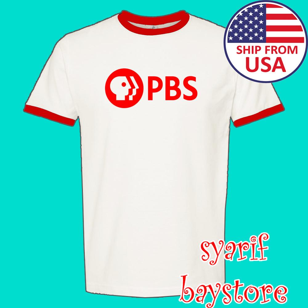 PBS Public Broadcasting Service Men#039;s Ringer Red Size S to 3XL Unisex T-Shirt L