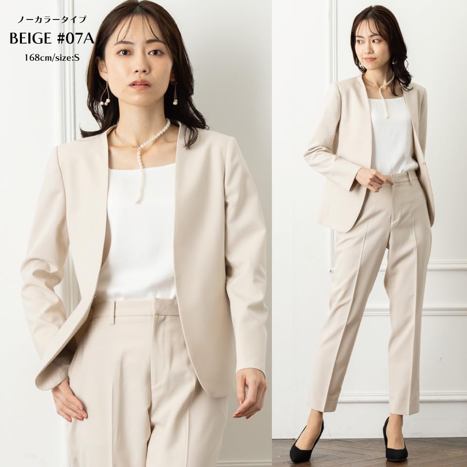 Pantsuit Collarless Tapered Business Ceremonial Suit Set, Jacket, Washable, Odor-Eliminating Tape, Pants, Suit, (LL, 2021102013A07)