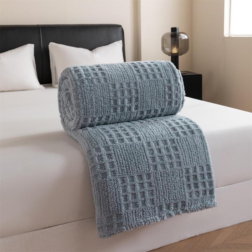 Taffeta Solid Color Fleece Waffle Jacquard Blanket - Multifunctional Cover & Nap Blanket.