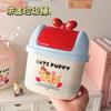 Cute Small High-value Storage Bucket Household Living Room Coffee Table Office Table Paper Basket Desktop Trash Can with Lid