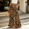 Women's High Waist Drawstring Wide Leg Pants with Pockets, Halloween Print Casual Trousers