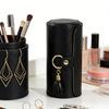 Tiered Travel Jewelry Case Faux Leather Jewelry Storage Roll Box with 3 Compartments Portable Jewelry Organizer for Necklaces Rings Earrings Bracelets
