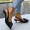 High Heel Sandals 2025 Summer New Fine High Heel Pointed Head Leopard Bow Back Hollow Sandals
