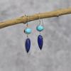 Natural Turquoise And Lapis Lazuli Dangle Earrings Sterling Silver Handmade Cocktail Earrings Two Stone Jewelry, Gift for Her
