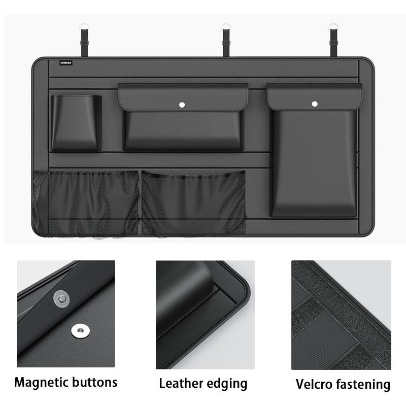 Adjustable Car Storage Box Backseat 5 Bag Trunk Organizer Multi-use PU Leather Car Seat Back Organizers With Net Bag