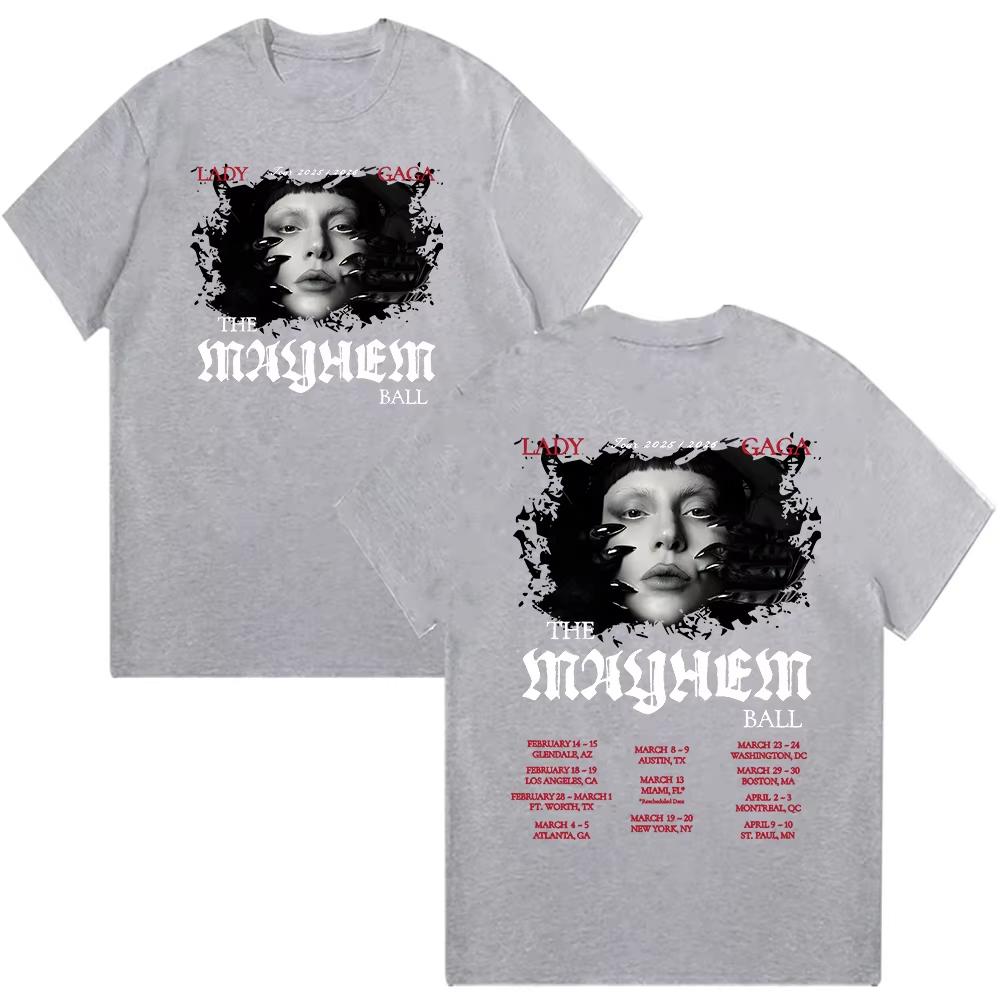 2026 Lady Gaga The Mayhem Ball Tshirts Women ONeck Short Sleeve Cotton High Quality Soft Top Lady Gaga Tour Fan Gift Clothes