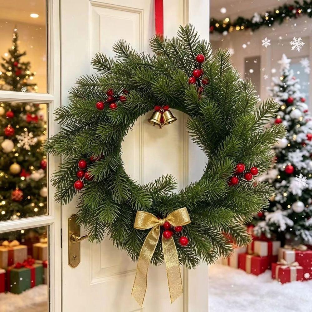 Red Berries Christmas Pine Wreath Evergreen Frosted Pine Berry Wreath  Home Wedding