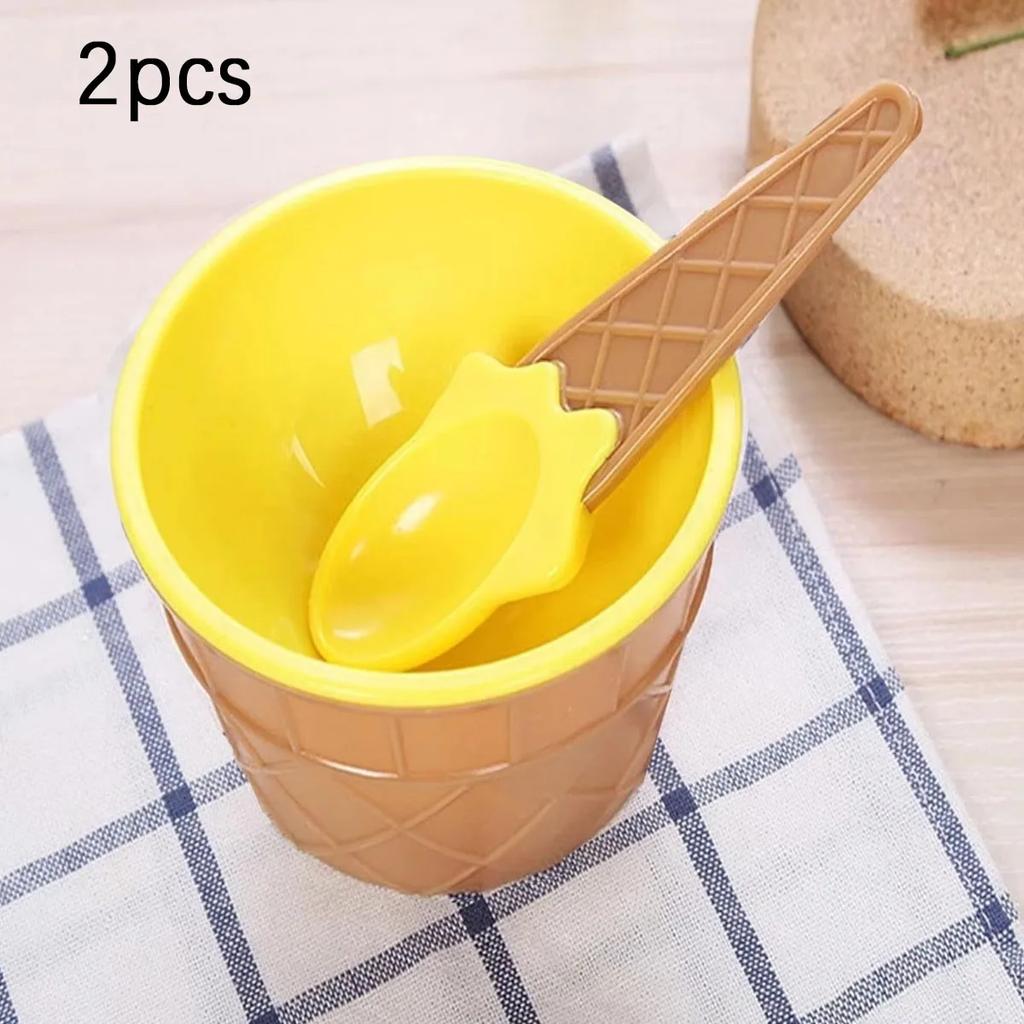1/2set- Ice Cream Bowl Spoon Set Yogurt Cup Children's Ice Cream Bowl