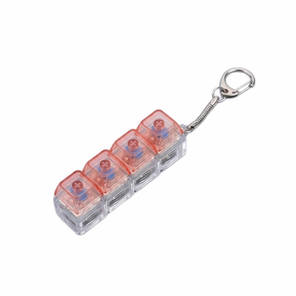 Funny Crystal Keycap Pendant Luminous Light Fidget Keyboard With Led Transparent Shaft 4 Keys Design Decompression Keyboard