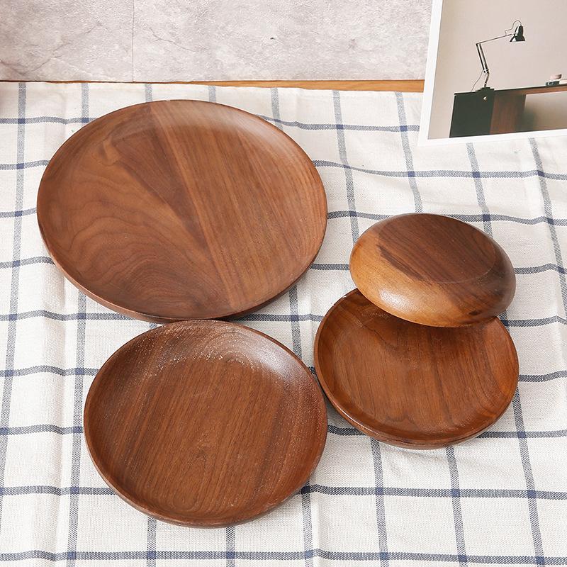 Food container Acacia wooden bowl wooden tableware household and fruit plate salad bowl whole wooden soup bowl Wooden plate